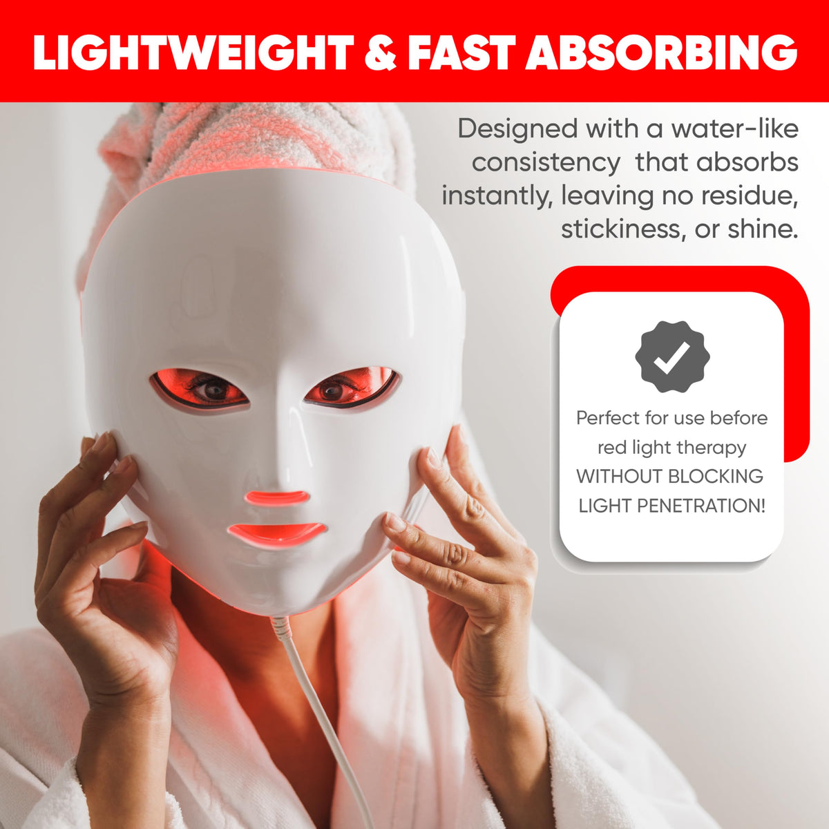 Red Light Therapy Pre Treatment Serum with Copper Peptides, Vegan Exosomes, Hyaluronic Acid & Squalane | Specifically Designed to Prepare Skin Before Every Red Light Therapy Session | 1 fl oz