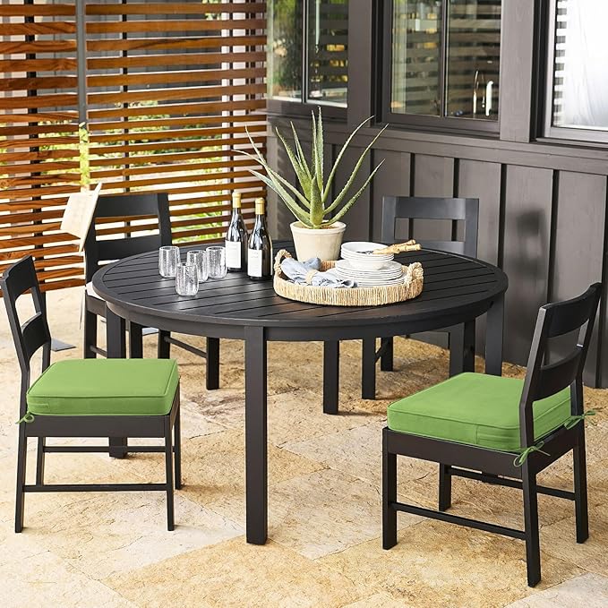 Outdoor Sunbrella Square Corner Seat Cushion, 18.5"x16"x3", Set of 4, Non Slip Seat Cushion Pads with Removable Cover for Patio Furniture, Garden Yard Lawn, Canvas Ginkgo