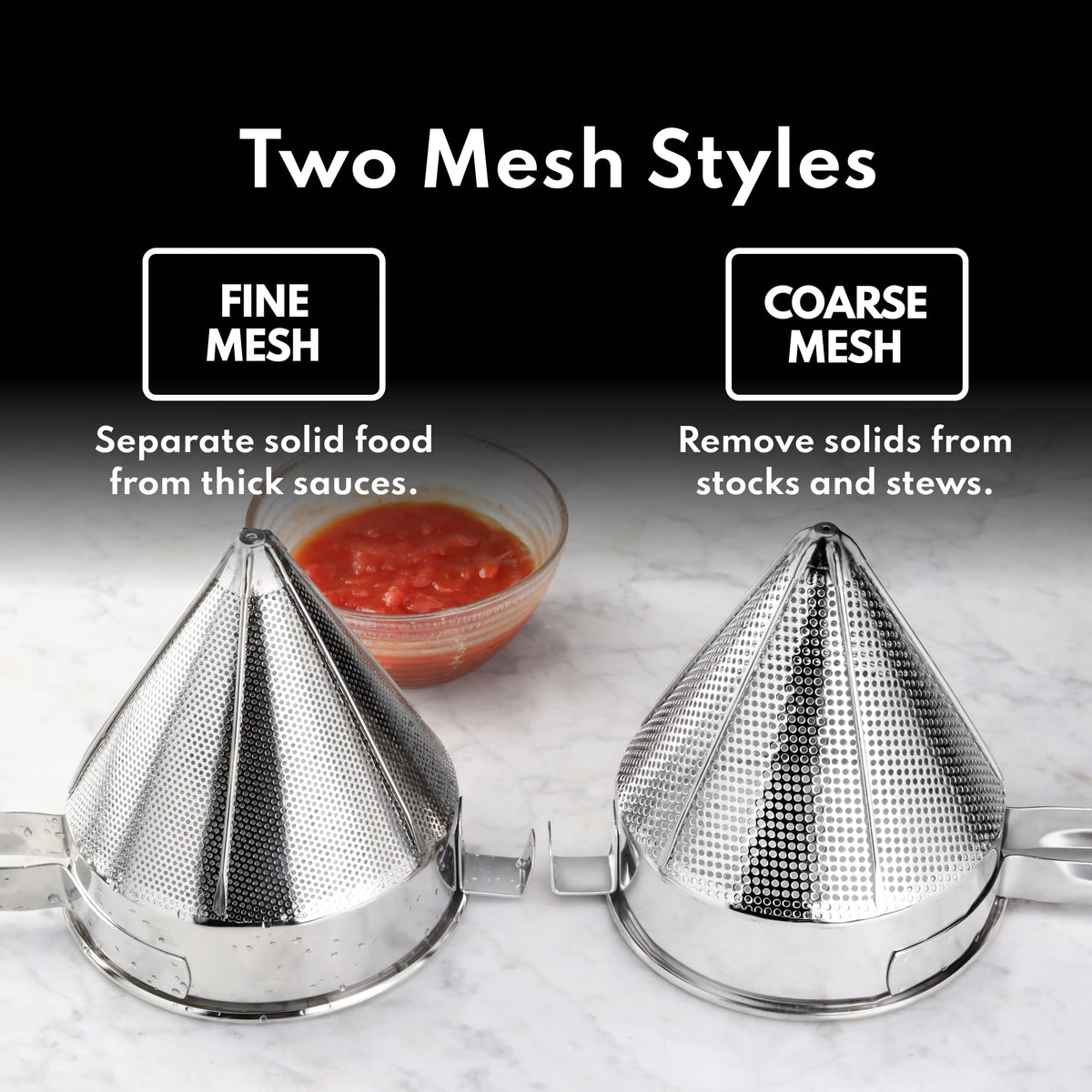 New Star Foodservice 34219 18/8 Stainless Steel China Cap Strainer, 7-Inch, Fine Mesh