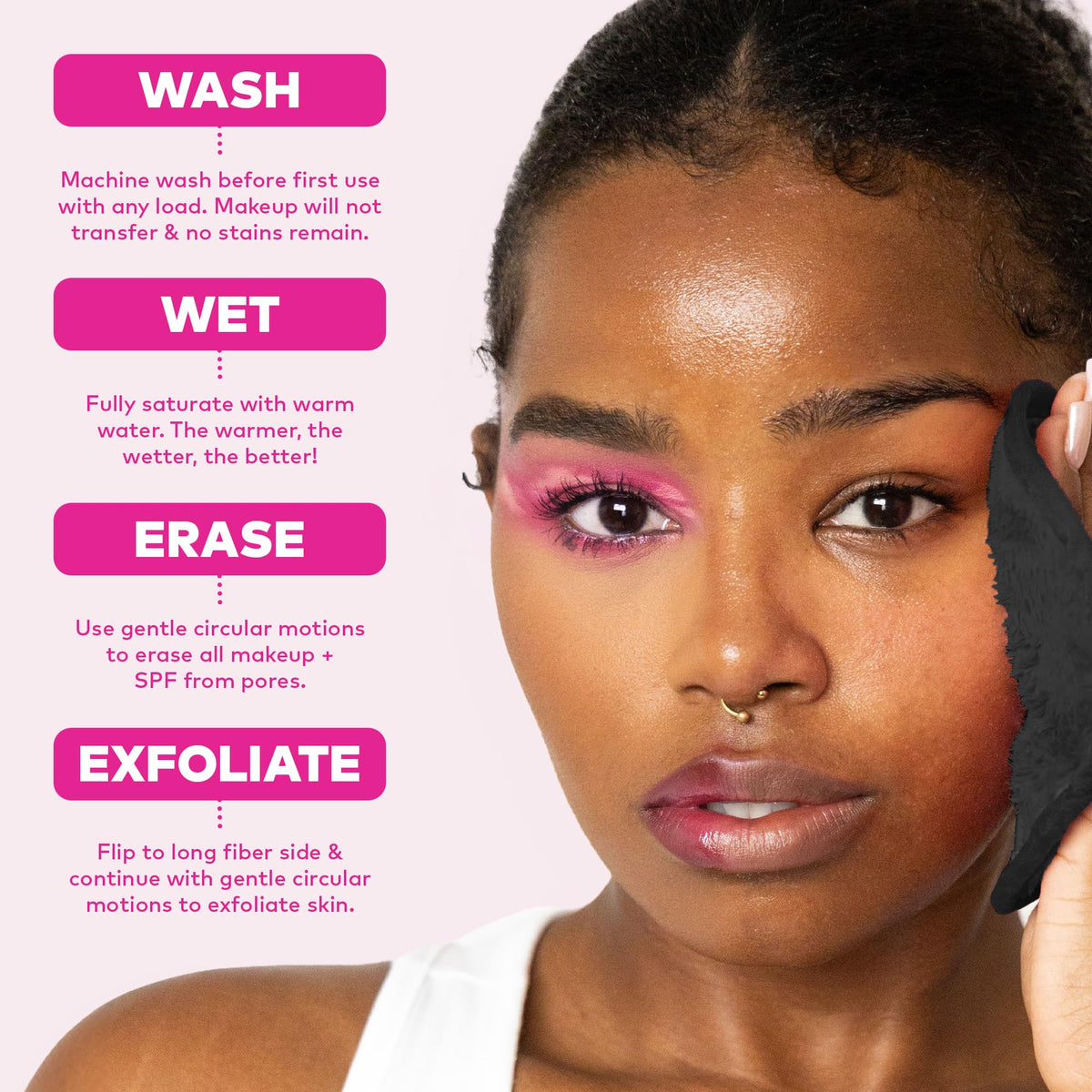 The Original MakeUp Eraser PRO, Effortlessly Remove All Makeup Using Only Water, Including Waterproof Mascara, Eyeliner, Foundation, Lipstick, Sunscreen,and More! Chic Black, 1ct.