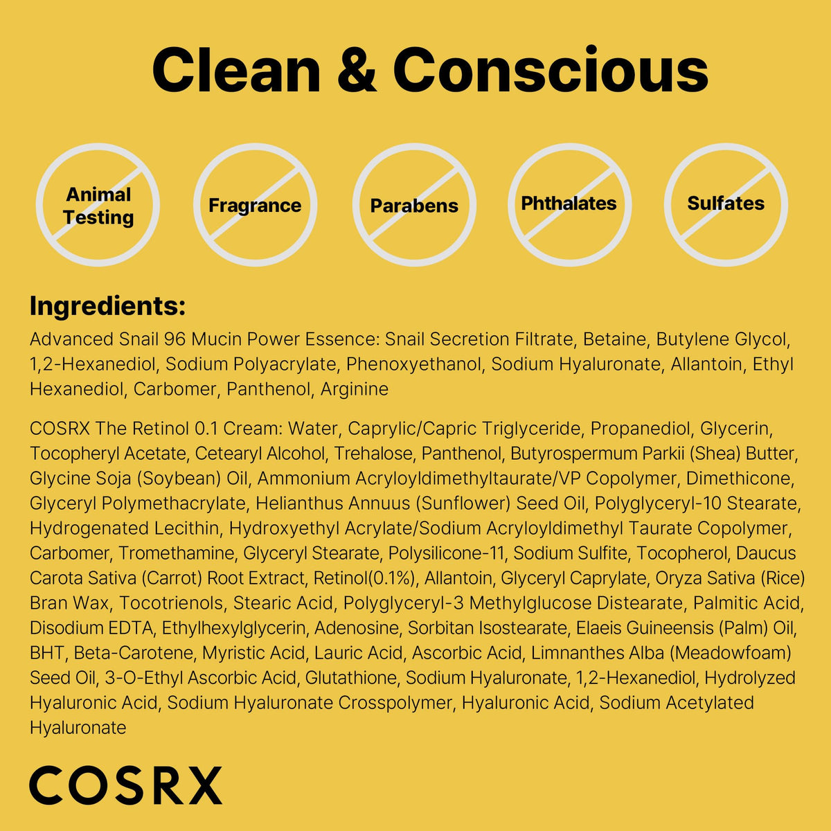 COSRX Snail 96% Mucin Essence 2ea & Retinol 0.1% Cream Mini Sample 1ea