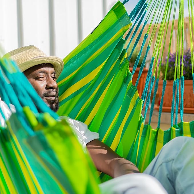 LA SIESTA® - XL King Domingo Hammock Swing Chair - Weather & Tear Resistant Hanging Hammock Chair - Indoor Outdoor Hammock Chair Swing - Hanging Chair for Patio Porch Bedroom - Max 355 Lbs, Lime