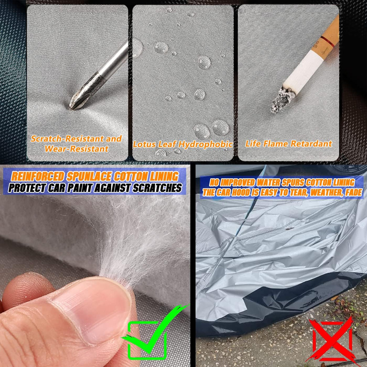 Breathable New Material, Waterproof Car Cover, Locks and Zipper Doors, Sunscreen Waterproof UV Prevention Snowproof Wind and Windproof,Suitable for Indoor Outdoor,for SUV (205"-216") B14