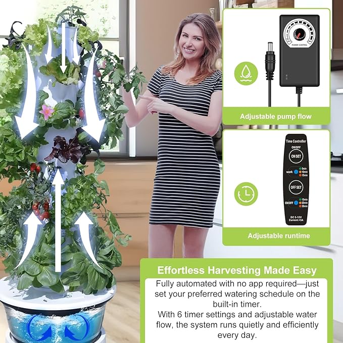 Hydroponic Growing System Kit,Indoor&Outdoor Vertical Hydroponic Growing Garden for Leafy Greens & Herbs, 28 Plant Sites with Climbing Trellis, Energy-Efficient Kit