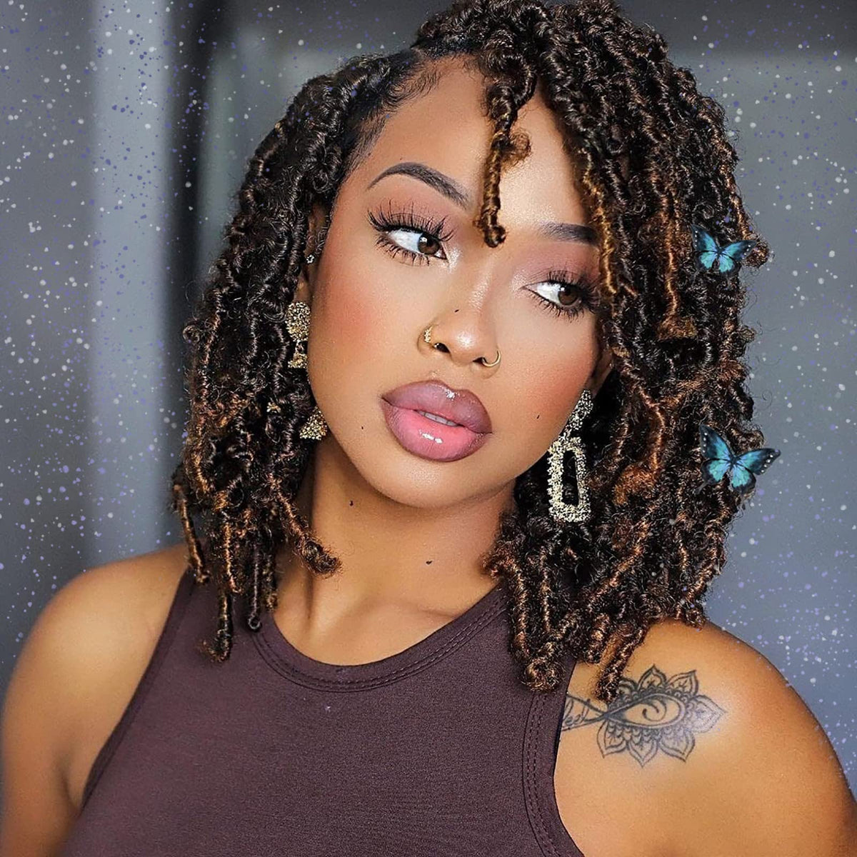 Toyotress Faux Locs Crochet Hair - 12 Inch 6 Packs Soft Locs Ombre Blonde Crochet Braids, Pre-Looped Curly Wavy Synthetic Braidi