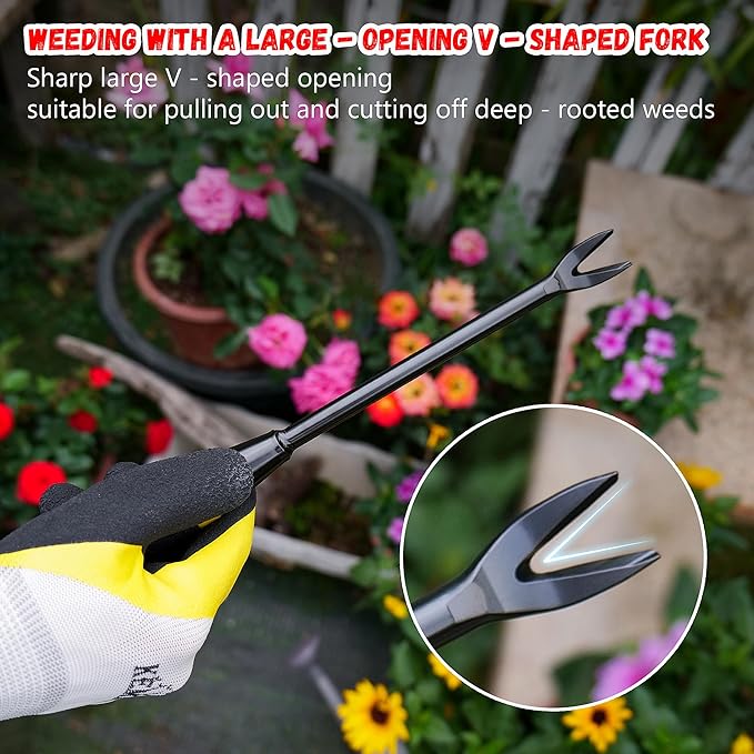 Weeding Tool - Heavy Duty Stainless Steel Weed Remover Tool for Precise Root Weed Removal, Efficient Weed Puller Tool for Garden and Lawn Care