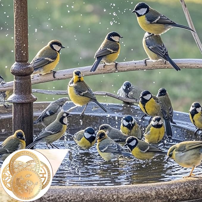 Copper Bird Bath Purification Disk, Water Wiggler for Bird Bath, Bird Bath Copper Disk, 1mm Reinforced 99% Pure Copper Cleaning Disk, Universal Fit for Outdoor Birdbaths, 4 Inch in Diameter (G)