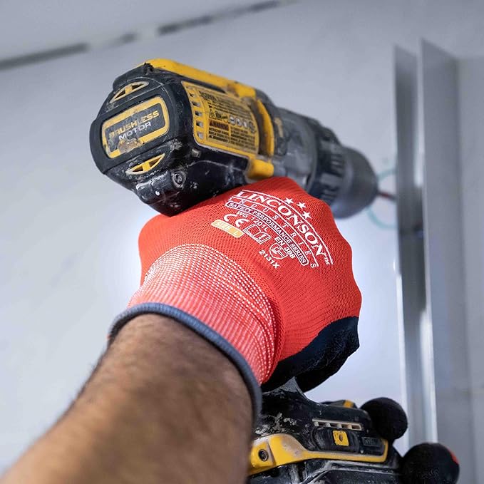 linconson 12 Pack Safety Performance Series Construction Mechanics Wrinkle Latex Work Gloves
