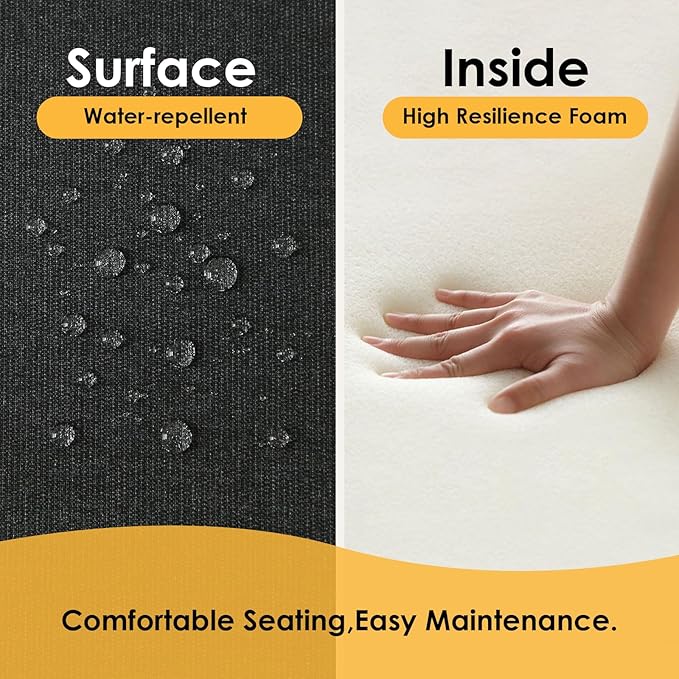 Outdoor Sunbrella Round Corner Seat Cushion, 17"x16"x2", Set of 4, Non Slip Seat Cushion Pads with Removable Cover for Patio Furniture, Garden Yard Lawn, Spectrum Carbon