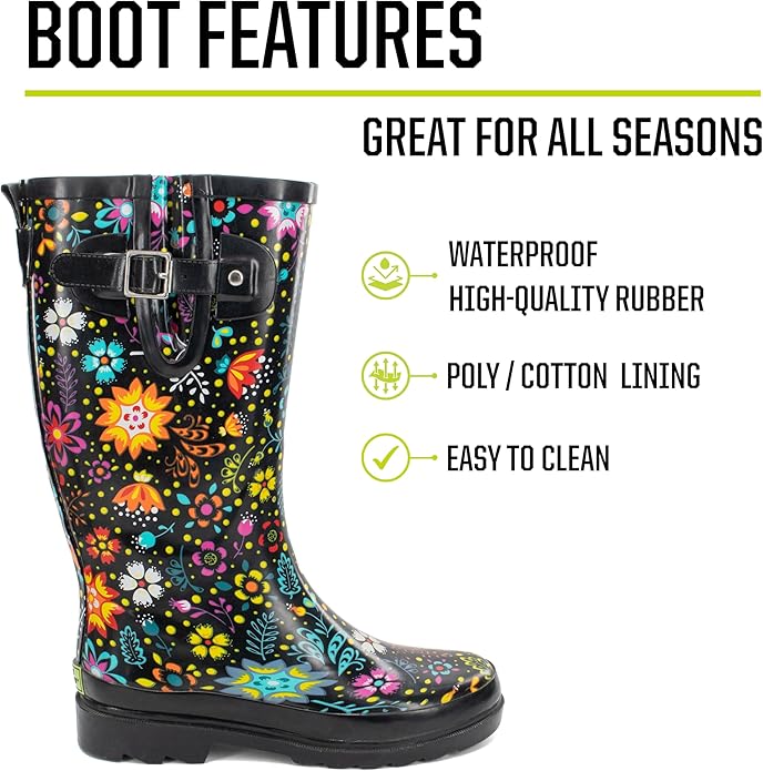 Western Chief Women's Tall Waterproof Rain Boot Outdoor Garden Shoes