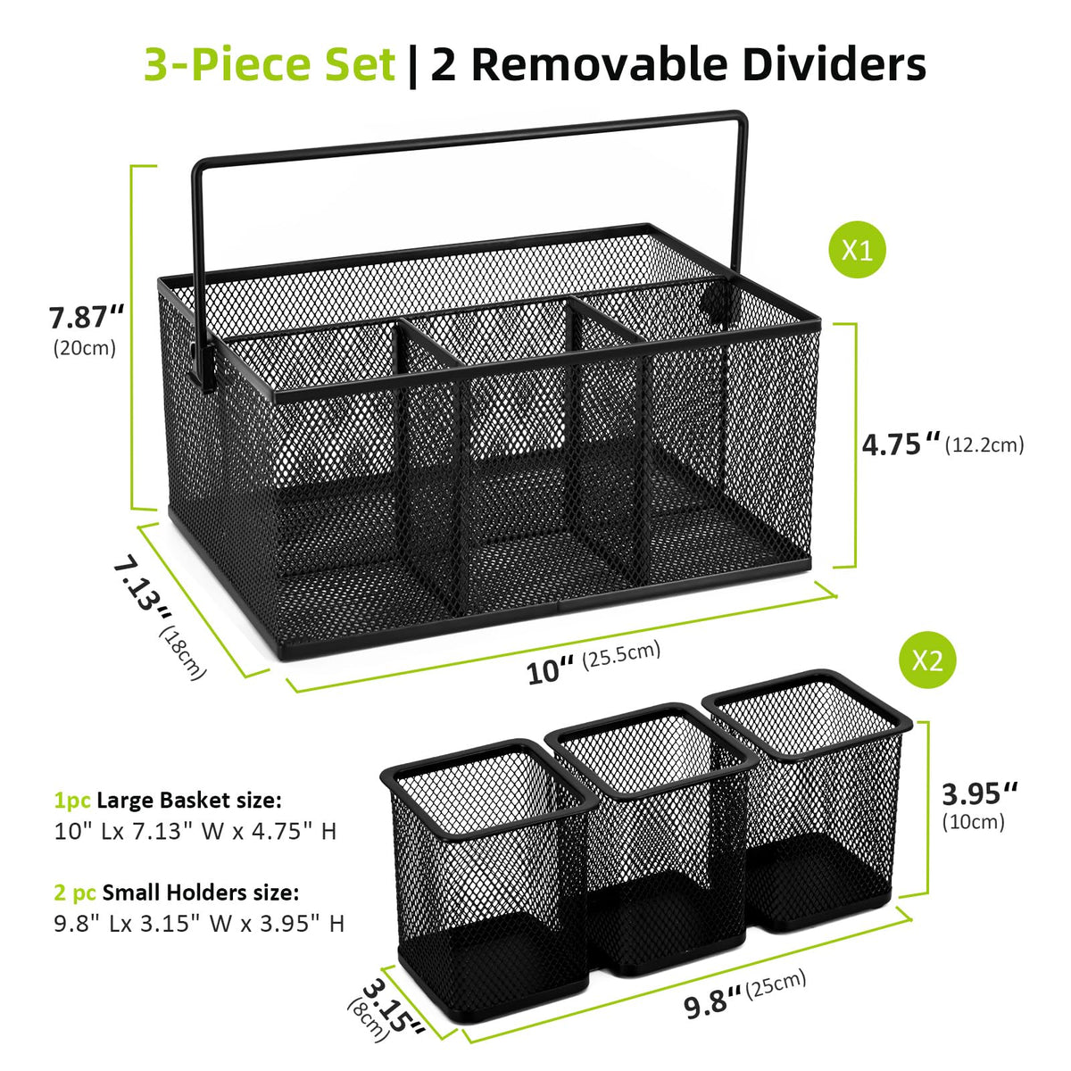 Neudeco Utensil Holder Set of 3, Black