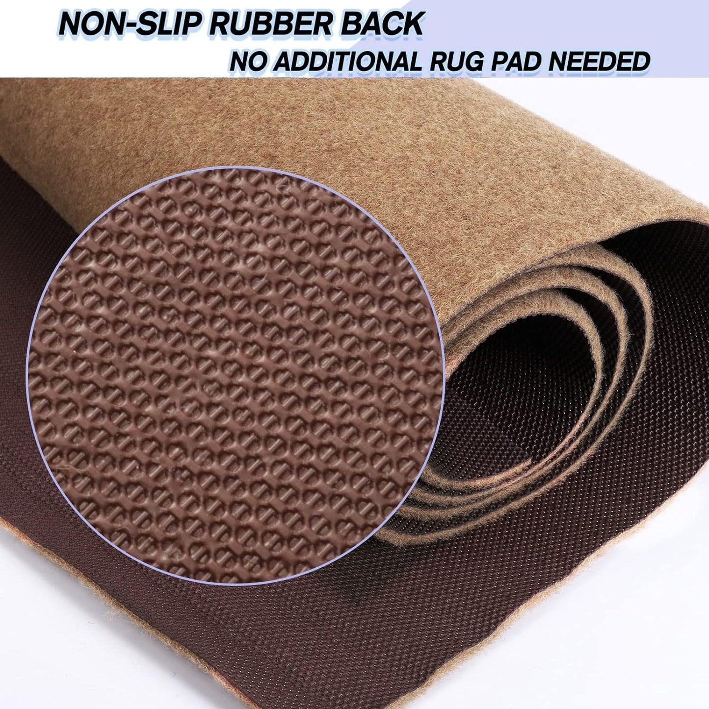 Custom Size Backed Non-Slip Area Rugs Runner, Easy Clean, Waterproof Runner Rugs for Hallway Entryway, Kitchen, Laundry, 2FT x 4FT, Beige