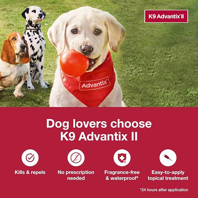 K9 Advantix II Large Dog Vet-Recommended Flea, Tick & Mosquito Treatment & Prevention | Dogs 21-55 lbs. | 1-Mo Supply