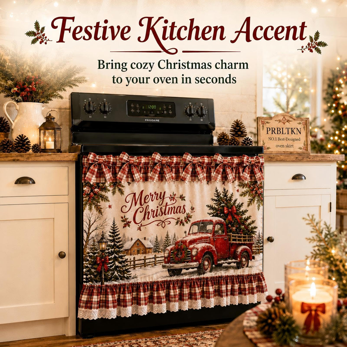 Prbltkn Oven Skirt Curtain Farmhouse Tie Top Stove Door Cover Kitchen Decor