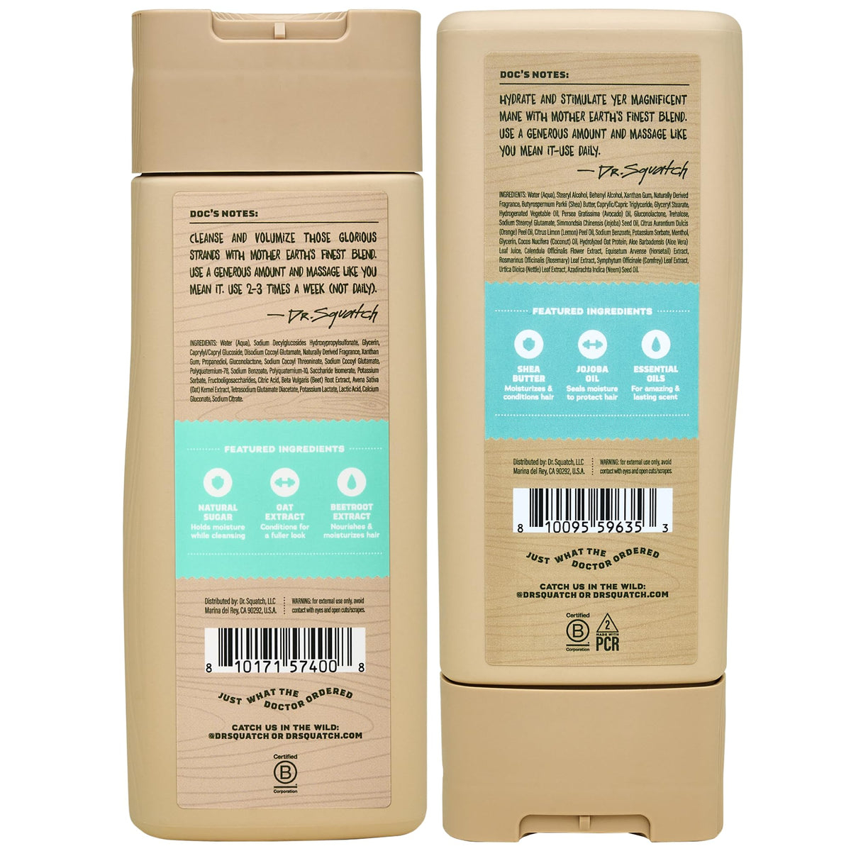 Dr. Squatch Men's Natural Shampoo and Conditioner Set (11 fl oz, 2-Pack)