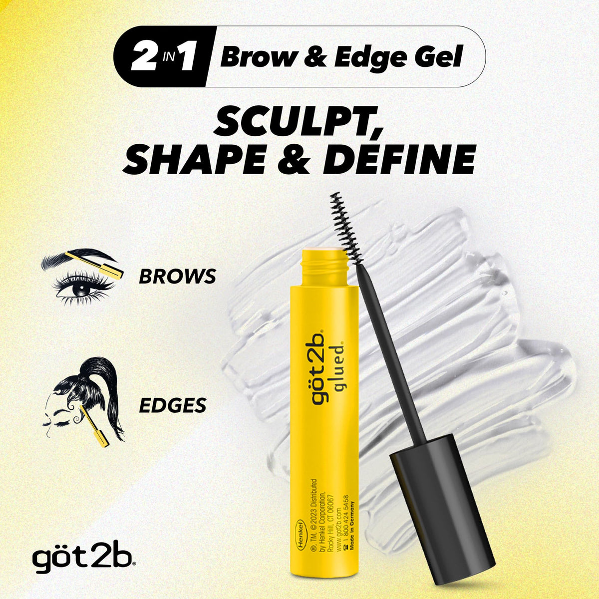 got2b Glued Brow Gel & Edge Control, Strong Hold, Clear, 0.54 Fl Oz