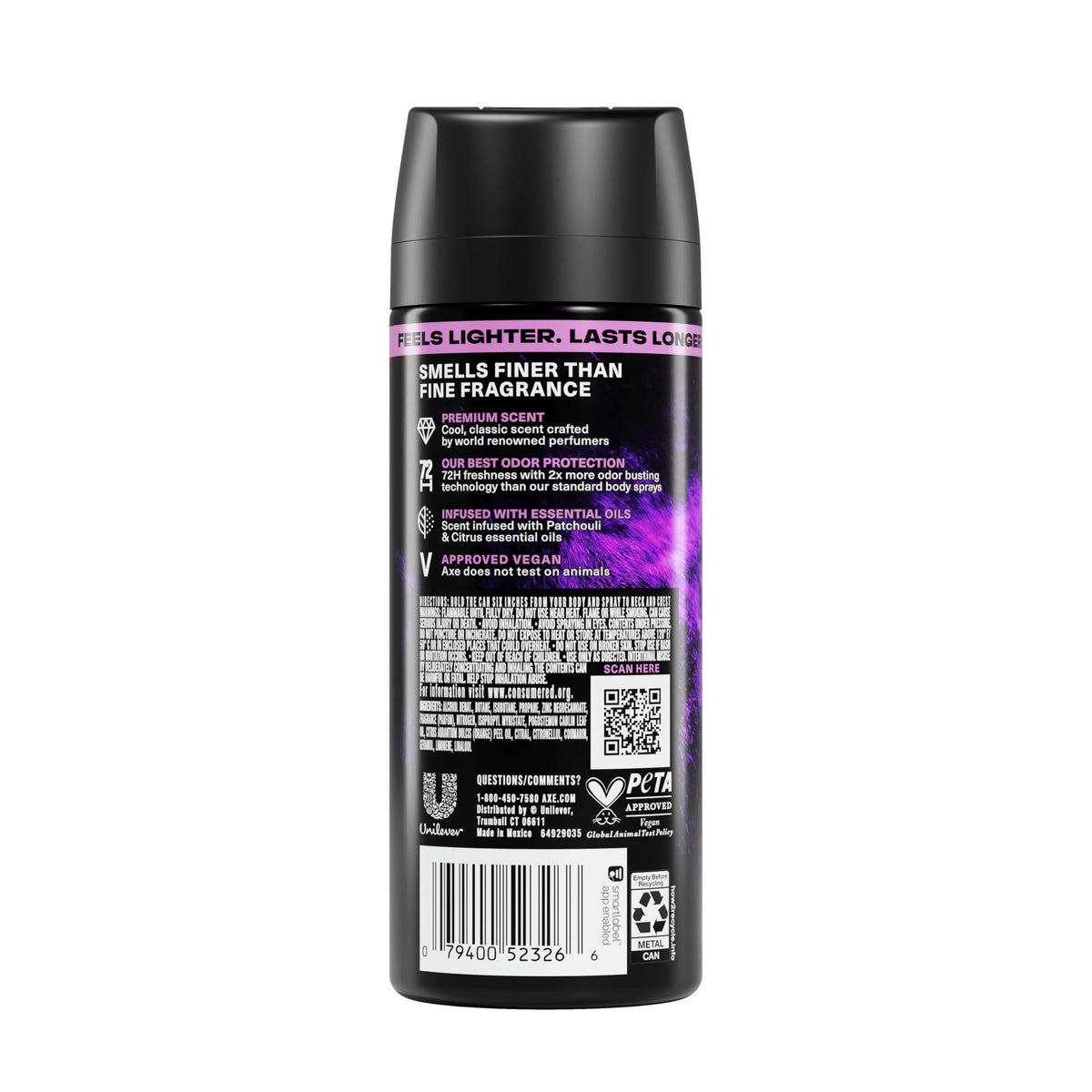 AXE Fine Fragrance Collection Body Spray Purple Patchouli Freshness 2.9 oz