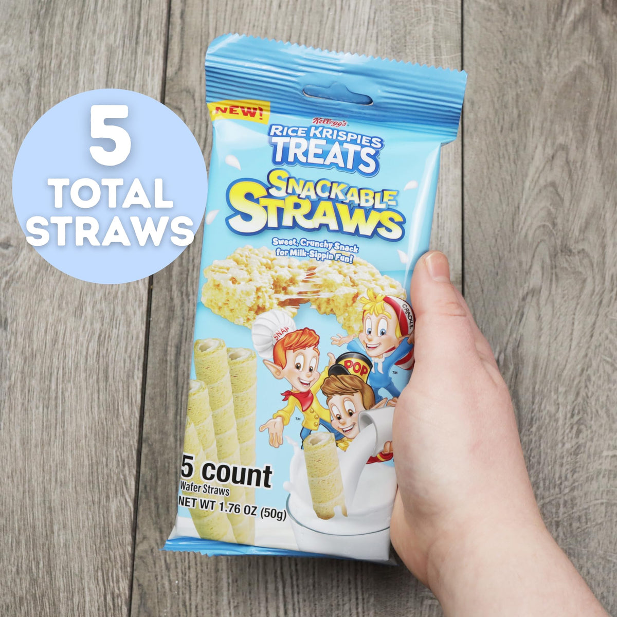Rice Krispies Treats Cereal Straws, Sweet and Crunchy Wafer Tubes, On The Go Snacks, 1.76 Ounces, 15 Total Pieces (Pack of 3)