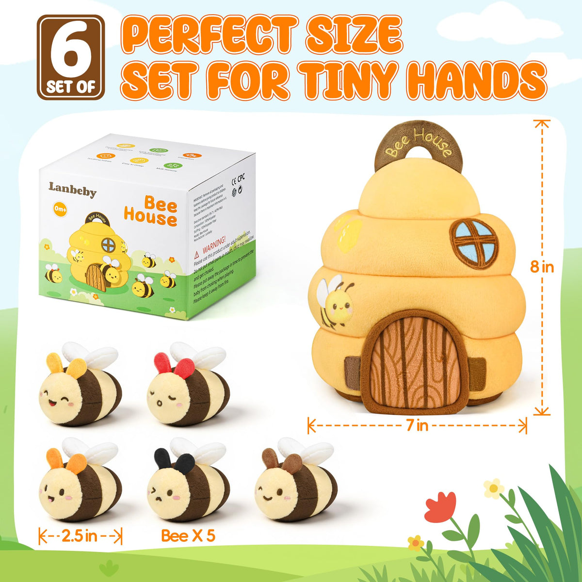 Baby Toys for 6-12 Months, Beehive Infant Toy with 5 Plush Sensory Bees