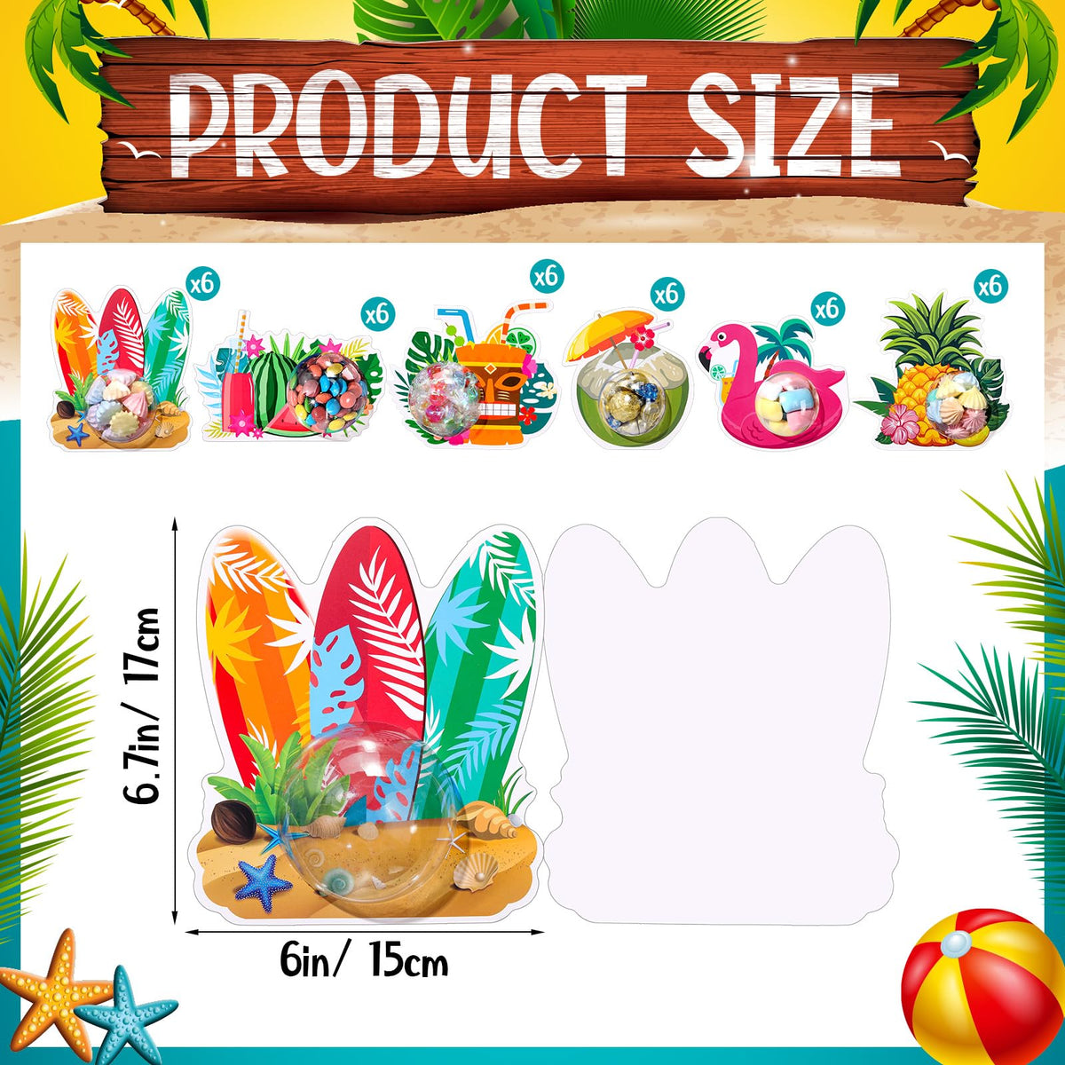 Motiskyy 30 Pack Hawaiian Candy Cards Hawaiian Theme Holder with Clear Plastic Candy Dome Tropical Party DIY for Summer Pool Beach Birthday Baby