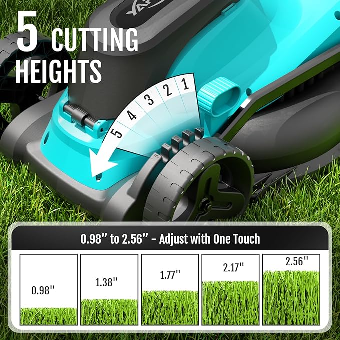 (2025 Model) YARDCARE 36V Brushless Cordless Lawn Mower with 2X4.0Ah Batteries, LED Display Screen, Electric Lawnmower with 5-Position Height Adjustment, 8 Gallon Grass Bag, Charger