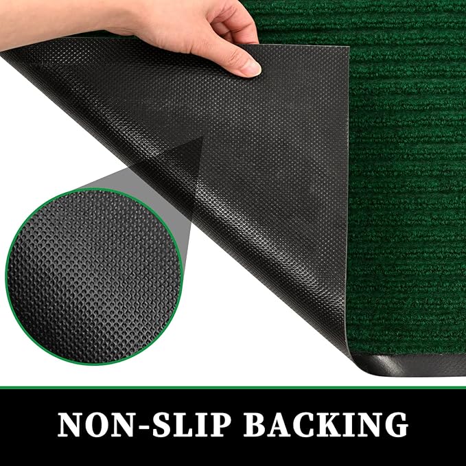 Profile Rubber Door Mat, 60x35inch, Heavy Duty, Entrance Doormat, Indoor and Outdoor, Waterproof, Easy Clean Shoe Scraper, Home Rug Welcome Mats for Entryway, Patio, Porch, Green