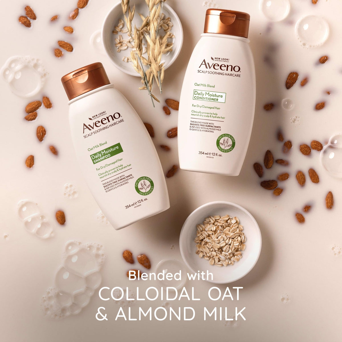 Aveeno Oat Milk Blend Moisturizing Shampoo, Ultra-Hydrating, for Dry, Damaged Hair, 12 fl oz