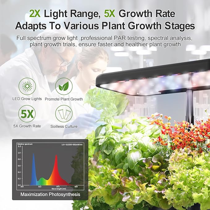 Hydroponics Growing System Indoor Garden, 8 Pods Indoor Herb Garden Kit Countertop with LED Grow Light Quiet Smart Water Pump for Home Kitchen Office, Gift Ideas for Women Men