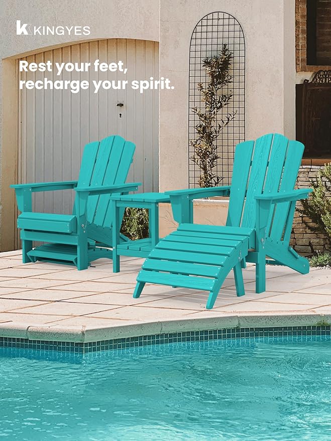 KINGYES Folding Adirondack Ottoman for Adirondack Chair, Aruba