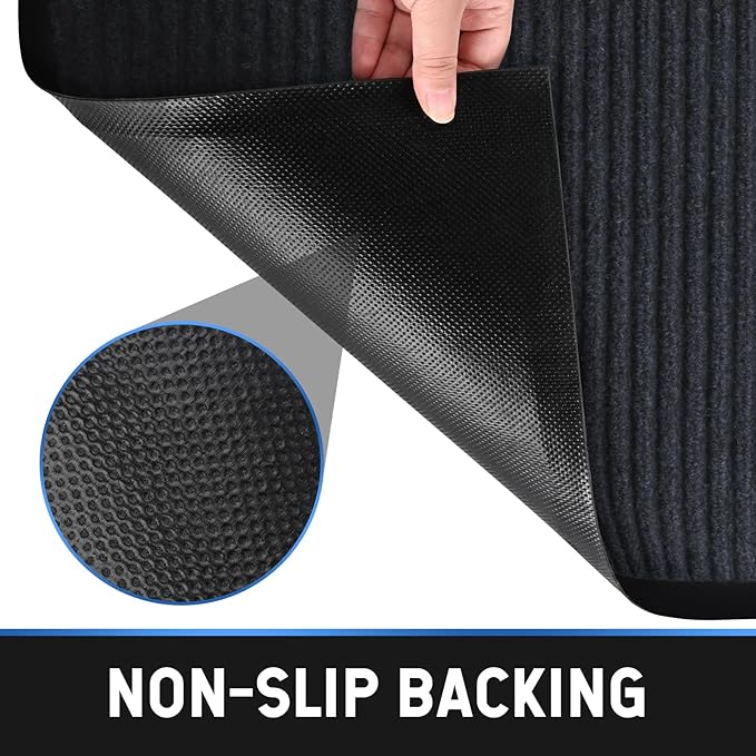 fani 2 PCS Heavy Duty Large Outdoor Indoor Entrance Doormat Grey Waterproof Low Profile Entrance Rug Front Door Mat Patio Anti-Skid Rubber Back, 35x60 inch (Grey)