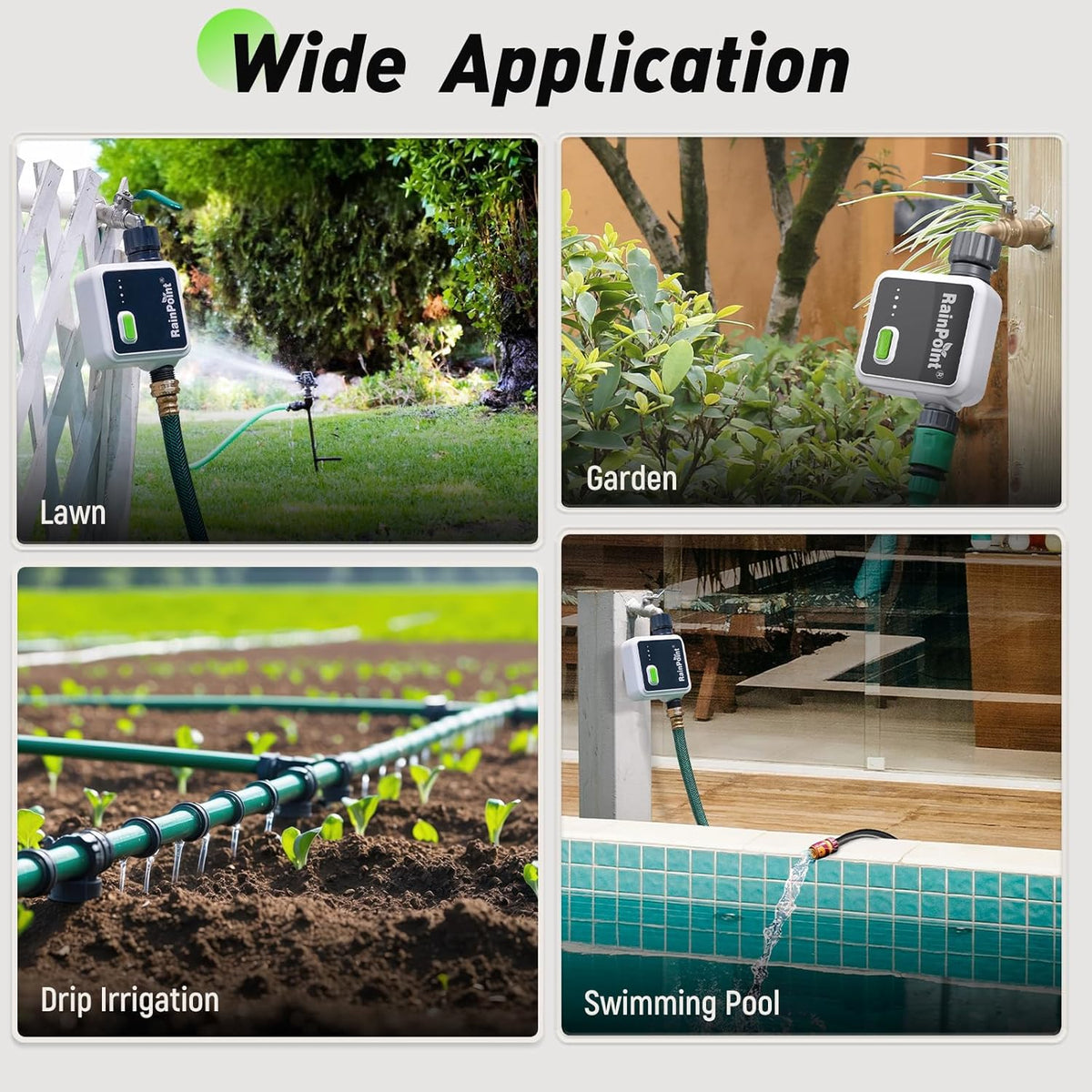 RAINPOINT 1-Zone Wireless Smart Water Timer for Garden Hose with Hub Outdoor Sprinkler Irrigation Rain Delay, APP Remote Control WiFi Valve for Faucet Automatic Schedules Lawn,Backyard,Pool