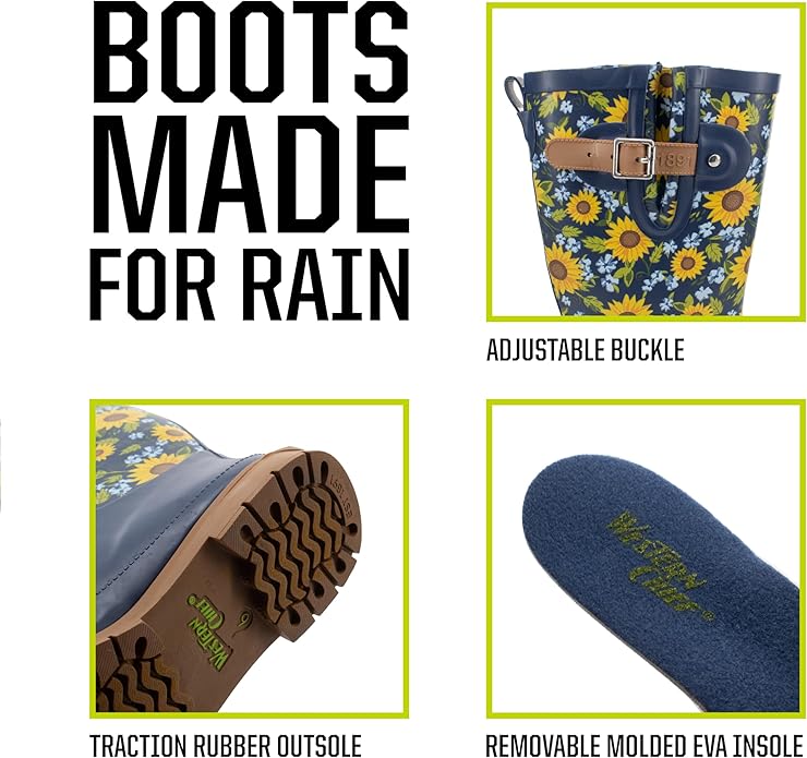 Western Chief Women's Tall Waterproof Rain Boot Outdoor Garden Shoes