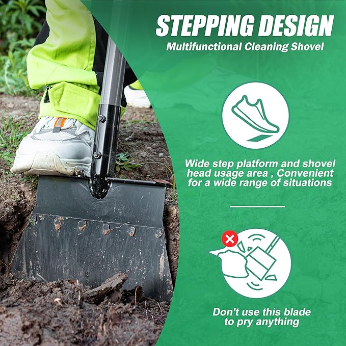 Suchtale Manual Edger Lawn Tool, Multifunctional Garden Cleaning Shovel - Heavy Duty Steel Flat with 54" Adjustable Handle, Gardening Scraper, Outdoor Spade Tool for Weeding, Digging, Ice Removal