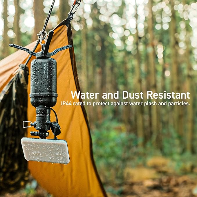 ELECOM NESTOUT Outdoor Camping LED Panel Flashlight w/Mini Tripod, Dimmable USB Powered LED Light, IP44 Water Dust Resistant, 30-1000 Lumen, Portable Lantern for NESTOUT Power Bank, Black (Flash-1)
