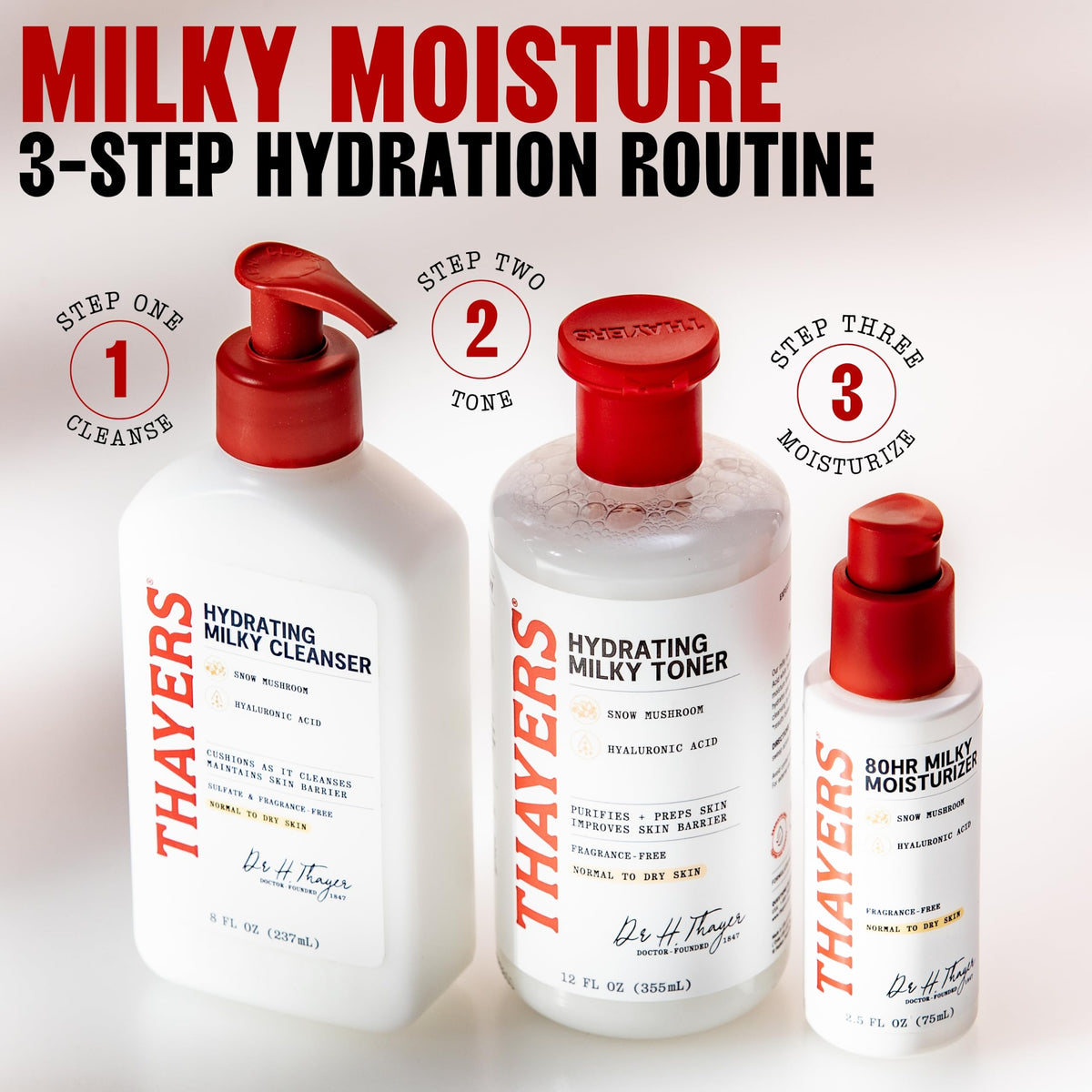 THAYERS Milky Hydrating Face Toner with Snow Mushroom Tremella, 3 Fl Oz