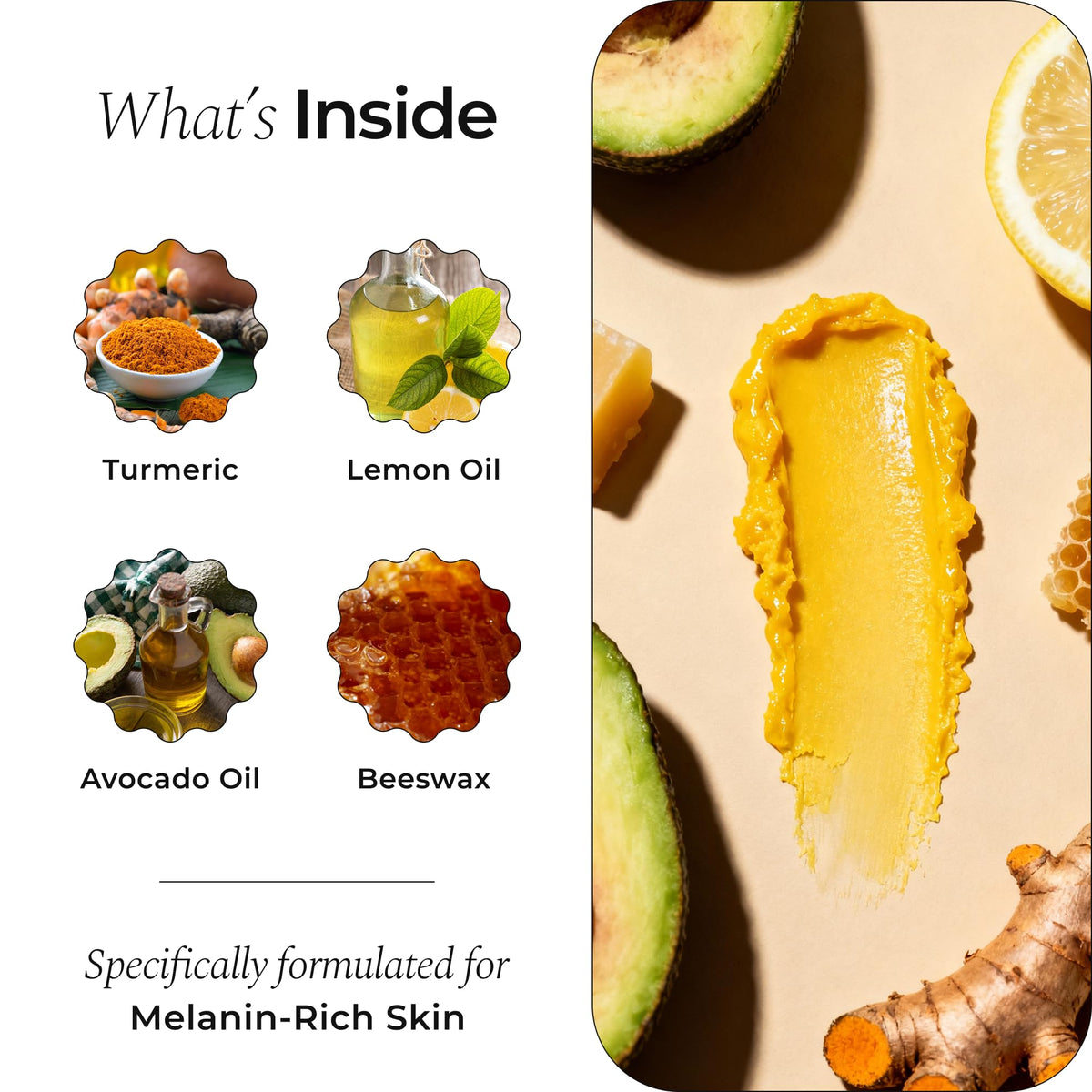 Glo Melanin Natural Lemon & Turmeric Lip Balm - Brighten, Nourish Dark Lips