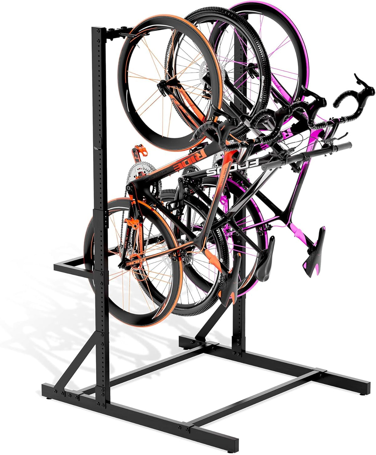 Freestanding Bike Rack for Garage Stroage, 300 Lbs 5 Bikes Storage Rack Steel Vertical Bicycle Rack W/Hooks & Helmet Hooks, Floor Stand Bike Racks for Home and Garage Organizer (4-Bike Rack)