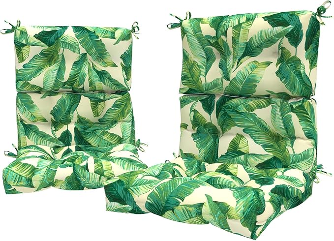 LVTXIII Outdoor Adirondack Chair Cushions, L44” x W22” x H4 Patio Tufted High Back Cushions, Seasonal Replacement Rocking Chair Cushion for Home Garden Furnitue, Set of 2, Swaying Palms Capri