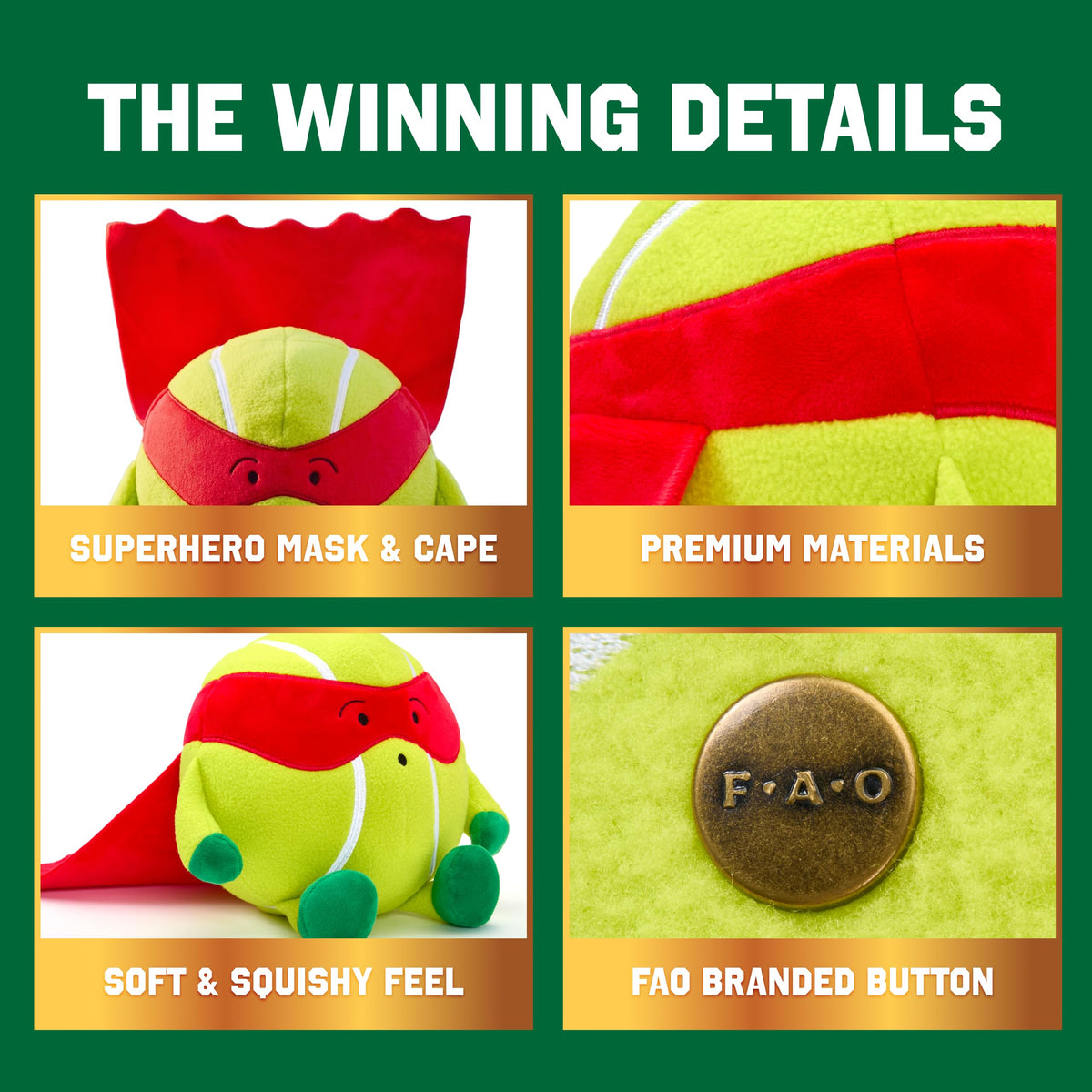 FAO Schwarz Heroes of the Game 7.5” Tennis Plush, Kids Stuffed Animal