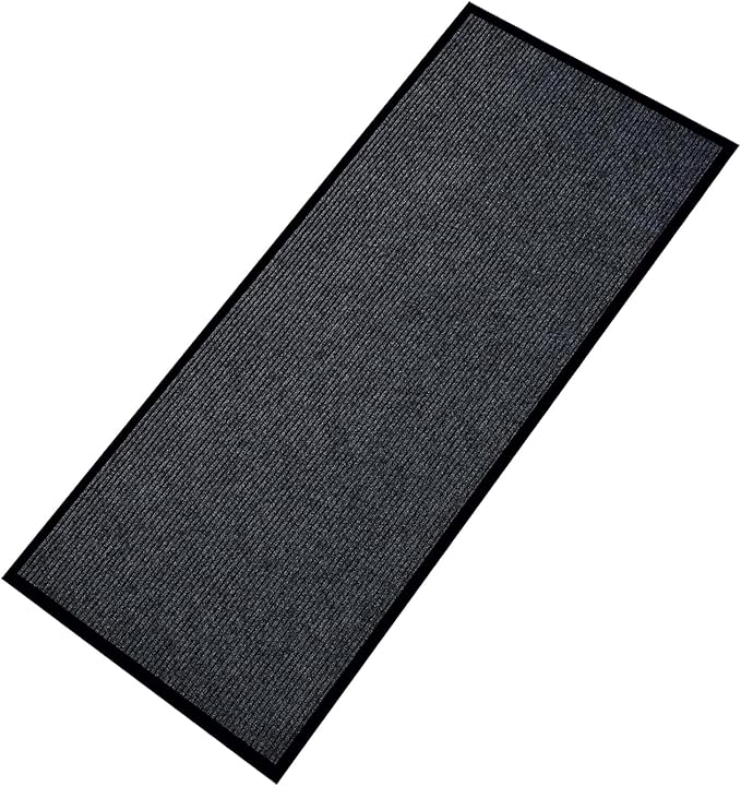 fani Heavy Duty Large Outdoor Indoor Entrance Black Doormat Waterproof Low Profile Entrance Rug Front Door Mat Patio Anti-Skid Rubber Back, 48x120 inch (Gray)