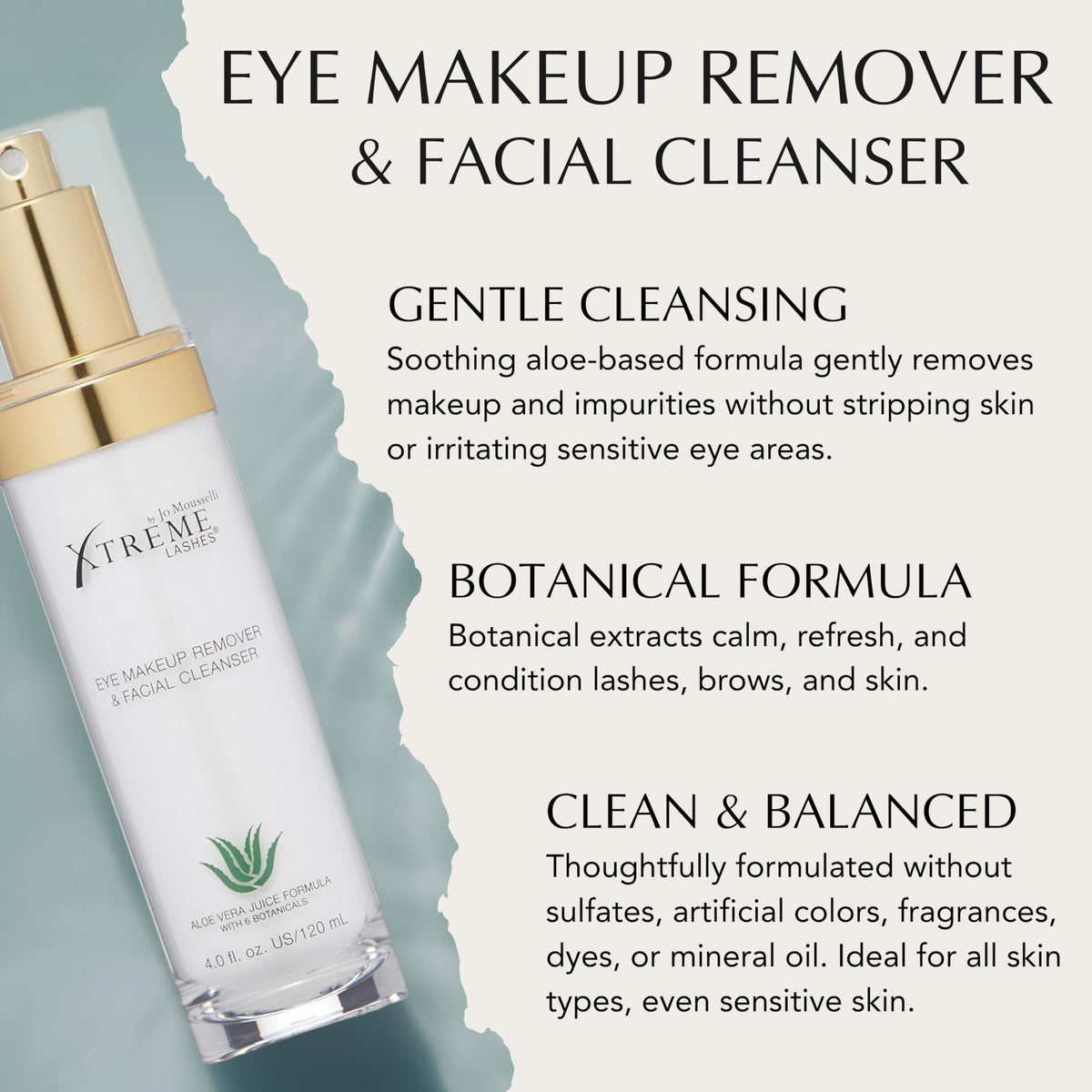Xtreme Lashes Eye Makeup Remover & Facial Cleanser, 4 Fl Oz