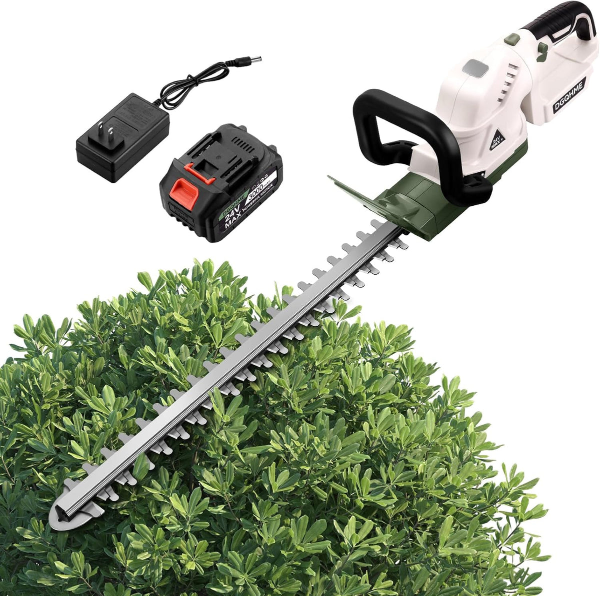 20" Hedge Trimmer Cordless with Battery,Electric Bush Trimmer,Lightweight Hedge Trimmers,3000RPM 180°Rotatable Head,3/4''Blade Gap Cordless Hedge Trimmer
