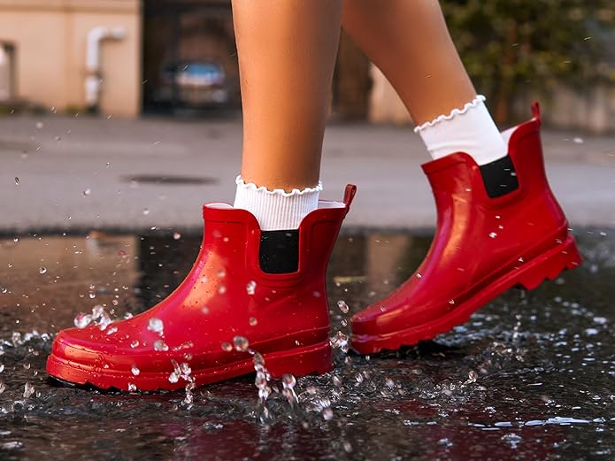 NORTY - Womens Ankle Rain Boots - Ladies Waterproof Winter Spring Garden Boot runs ½ size large