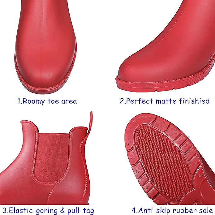 Asgard Women's Ankle Rain Boots Waterproof Chelsea Boots