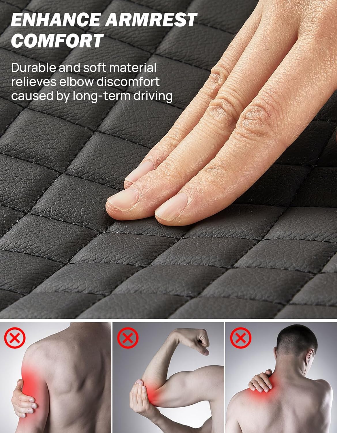 JOYTUTUS Center Console Cover Compatible with 2019-2025 Ram 1500 2500 3500, Leather Arm Rest Armrest Cover for Car, Durable Middle Console Cover Lid, Car Arm Rest Cover Pad Cushion Replacement