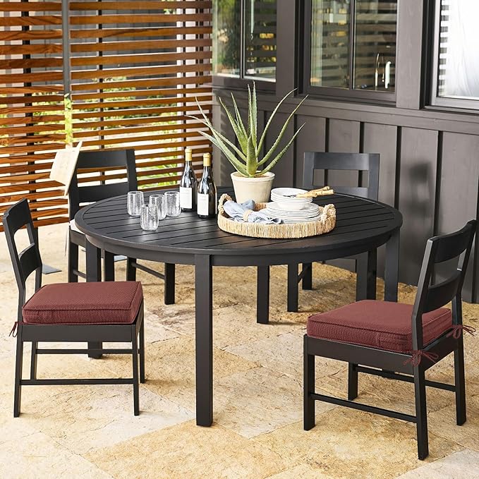 Outdoor Square Corner Seat Cushion, 19"x19"x3", Set of 4, Non Slip Seat Cushion Pads with Removable Cover for Patio Furniture, Garden Yard Lawn, Tan Dotted Red Base
