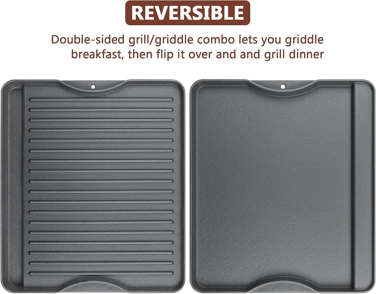 Cast Iron Griddle for Camp Chef, Reversible Griddle for Outdoor Cooking 14" x 16" for Camp Chef 2 Burner Stove Explorer 2-Burner, 3-Burner, 2X, 3X, Single Burner Stove