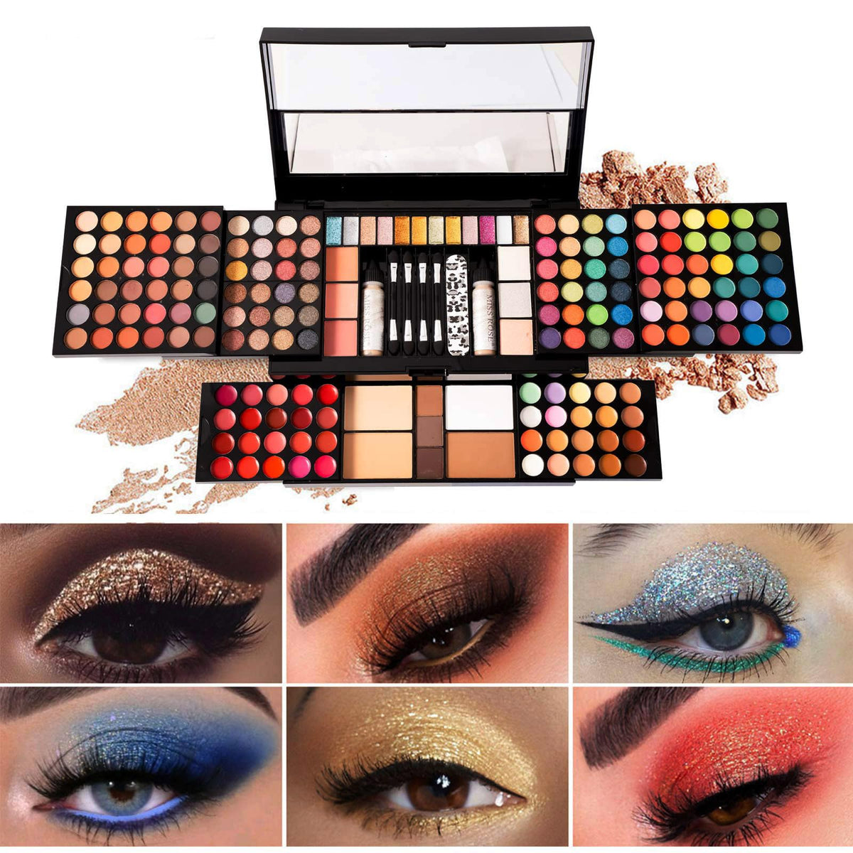 187 Colors Professional Makeup Palette - All-in-One Kit With Eye Shadows, Lipsticks, Mascara, Foundations, Blushes, Brow Pencils, Nail File - Makeup Gift Set for Women and Girls