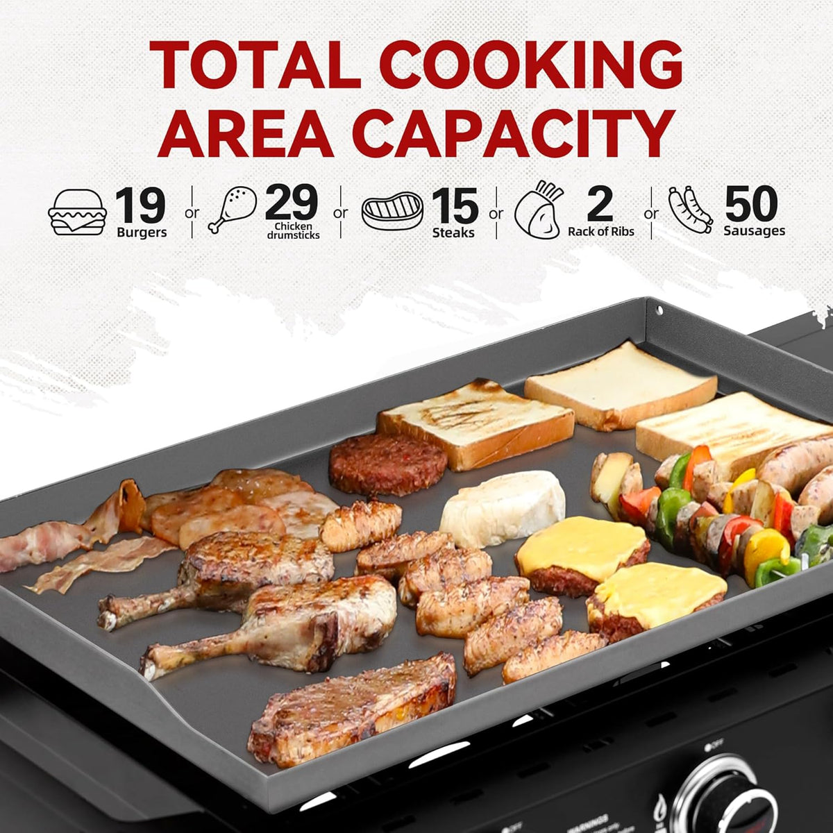 Royal Gourmet GB3000H 3 Burner Propane Gas Griddle with Foldable Side Tables, 28-Inch Flat Top Grill with 492 Sq. In. Cooking Area for Backyard and Tailgating, Black