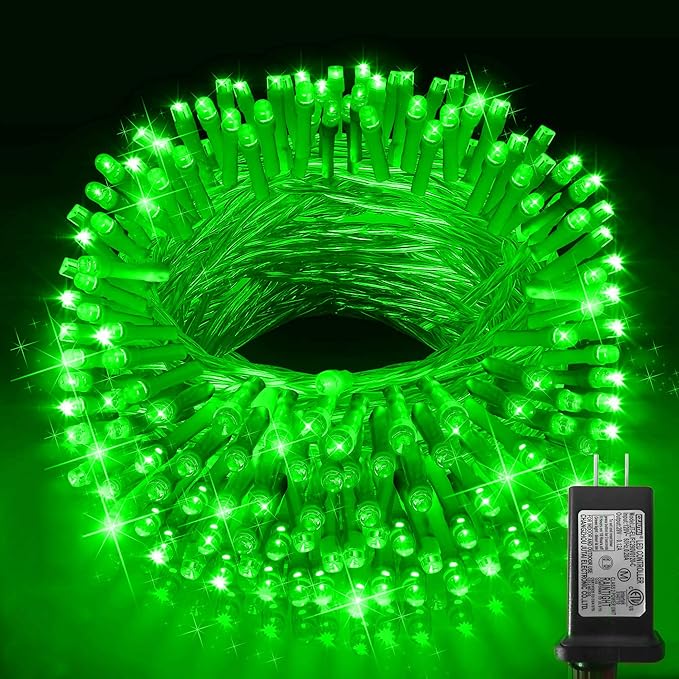 KNONEW Outdoor Christmas Lights 300 LED 99ft String Lights 8 Modes & Memory Fairy Light Plug in Waterproof LED String Lights for Xmas Yard Tree Wedding Party Holiday Decorations(Green)